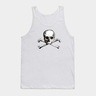 Skull and Crossbones | Jolly Roger | Pirate Flag | Deaths Head | Black and White | Skulls and Skeletons | Vintage Skulls | Tank Top